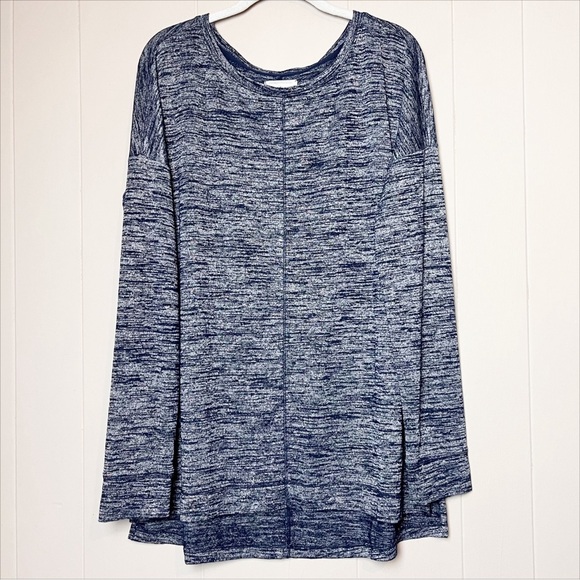 Lou & Grey Stretch Jersey Knit Long Sleeve T-shirt Large navy blue tee top - Picture 11 of 11